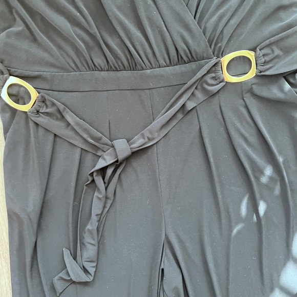 Vince Camuto 3 XL Black w Gold Plated Belt Pantsuit Romper - Picture 4 of 11